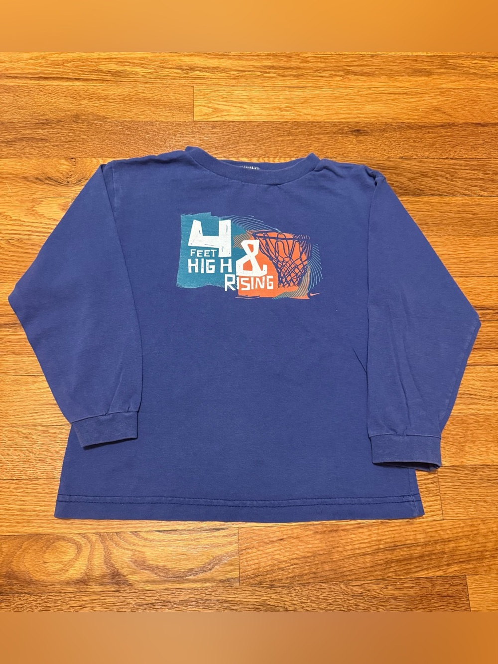 Nike Basketball Vintage Boys T Shirt 8-10 M 4ft And Rising Long Sleeve Shirt